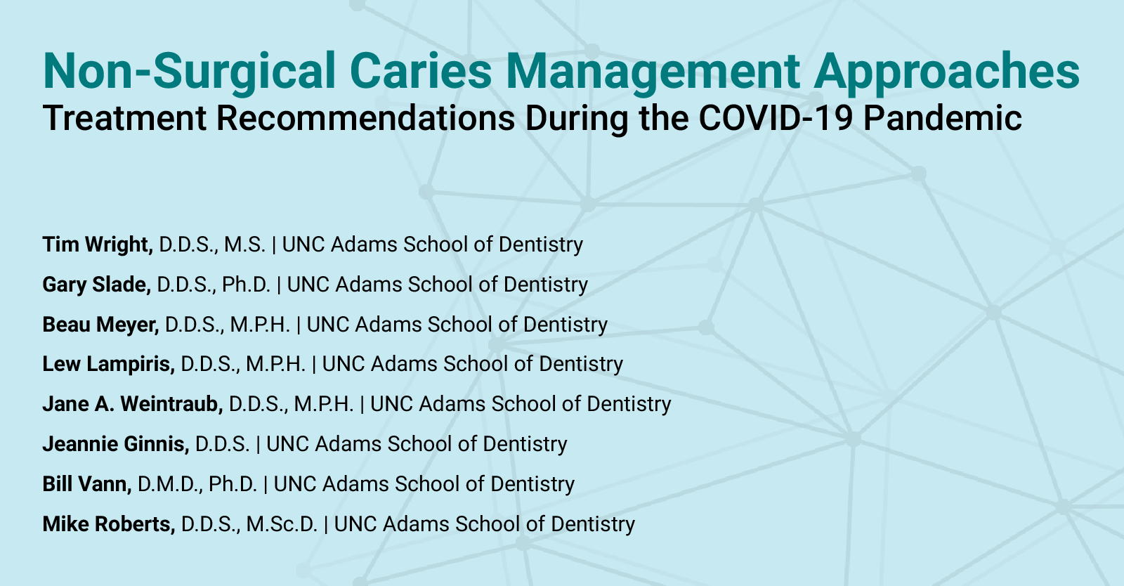 Cover page of "Non-Surgical Caries Management Approaches" guidance by NCOHC and UNC Dental School professors