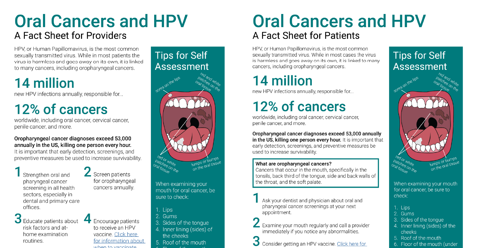 HPV Fact Sheets – Patients and Providers