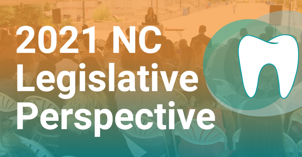 Graphic with text, "2021 NC Legislative Perspective"