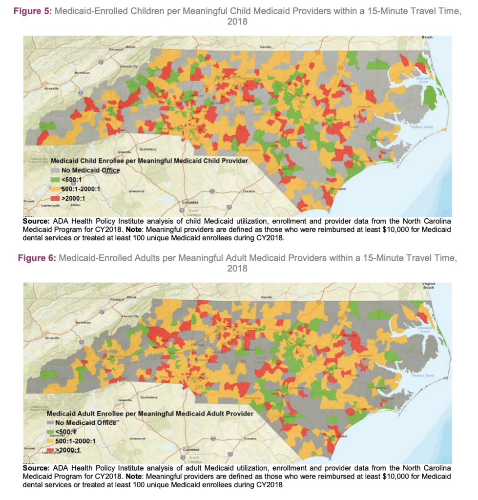 Map of meaningful provider density compared to Medicaid patients in NC